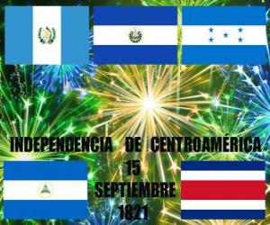 Puzzle Η ανεξαρτησία της Κεντρικής Αμερικής, 15 Σεπτεμβρίου 1821. Εορτασμός της επετείου της ανεξαρτησίας από την Ισπανία στη σύγχρονη χώρες της Γουατεμάλα, την Ονδού&